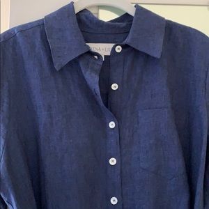 Serena & Lily navy linen shirt dress!!